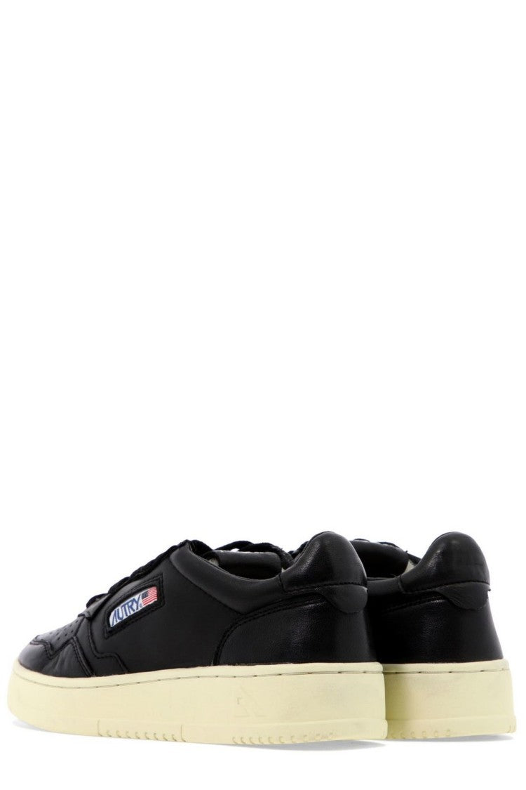 Autry Goatskin Black Low-Top Medalist Sneakers