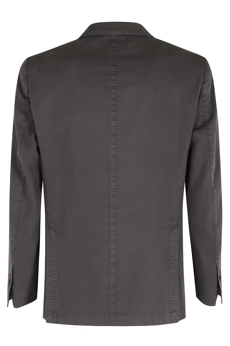 Santaniello Brown Oxford Single-Breasted Cotton Jacket