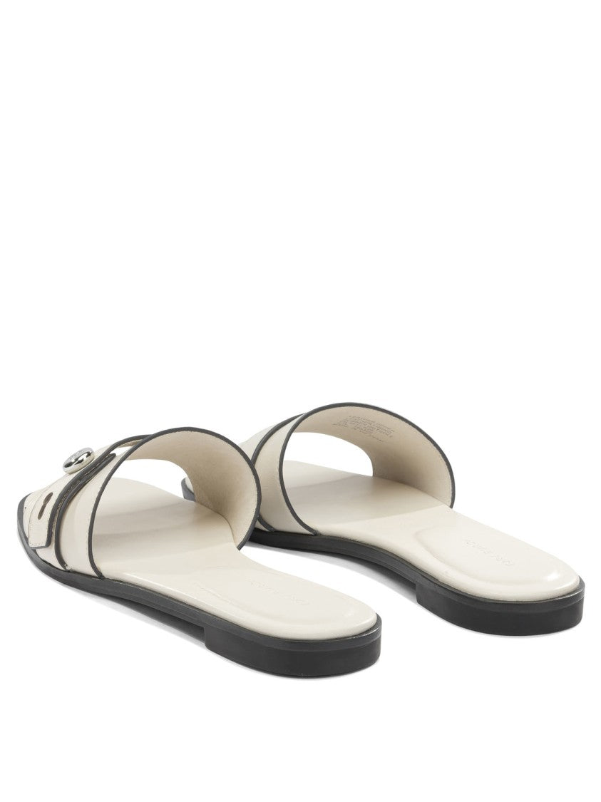 Tory Burch Goat Leather Sandals With Metallic Logo Detail