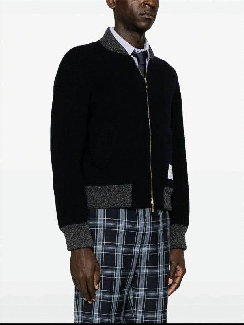 Thom Browne Tricolor Stripe Wool Bomber Jacket