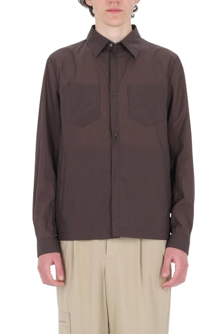Herno Brown Embossed Nylon Overshirt Jacket