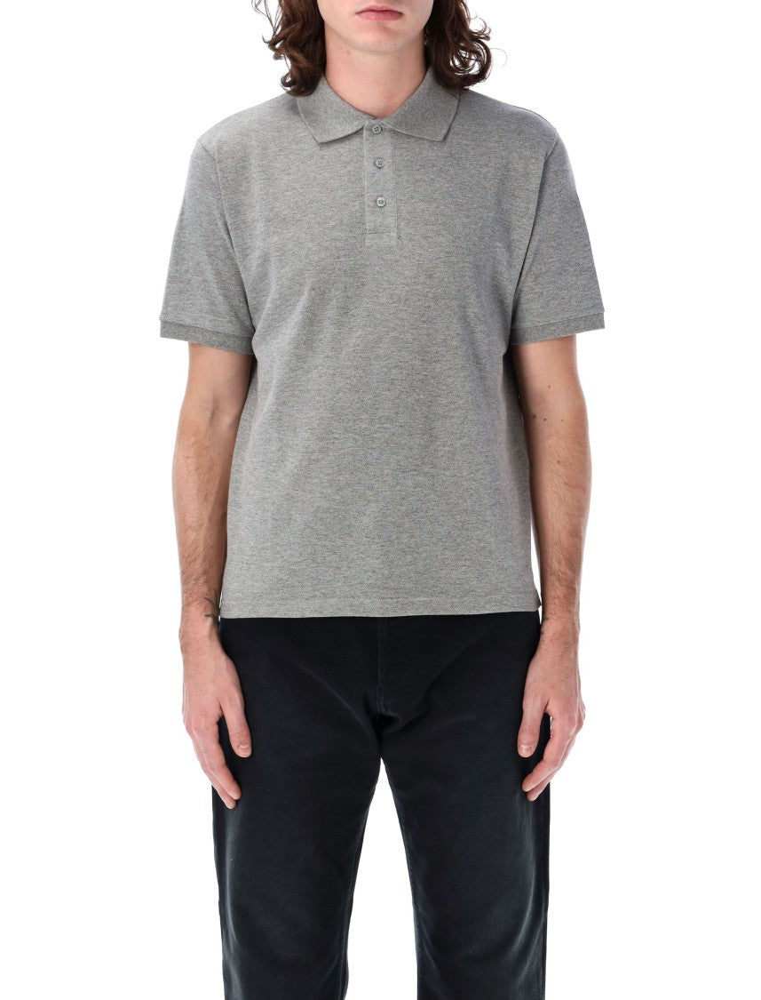 Saint Laurent Grey Melange Pique Polo Shirt