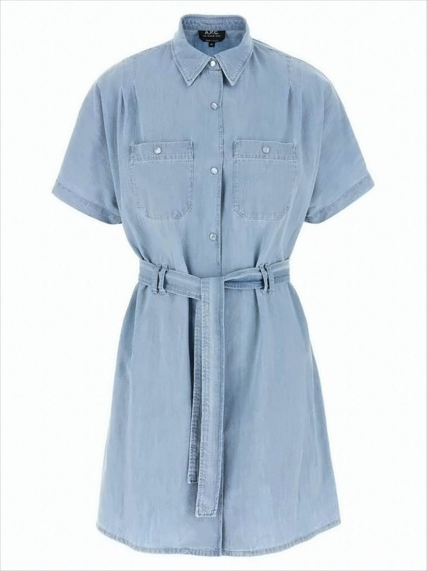 A.P.C. Short Denim Dress With Classic Collar