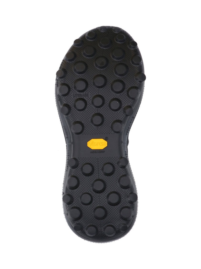 Satisfy Black Streamlined Semi-Translucent Fabric Sneakers
