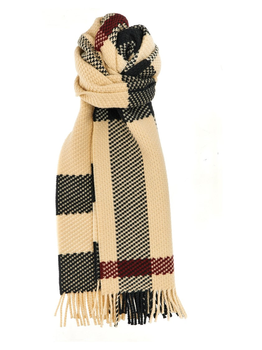 Burberry Timeless Check Wool Scarf With Fringed Edges