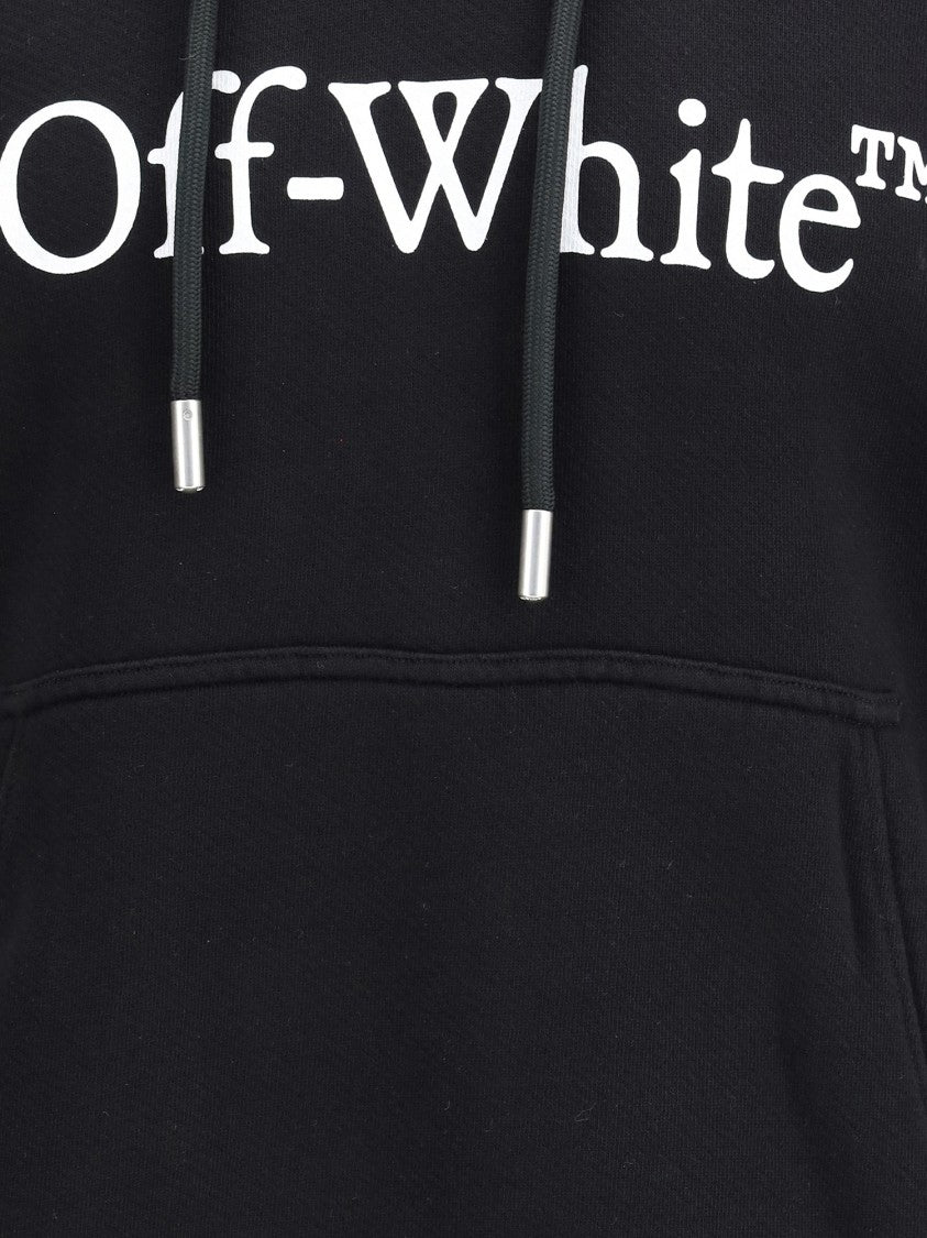 Off-White Relaxed Fit Cotton Hoodie With Front Logo Print