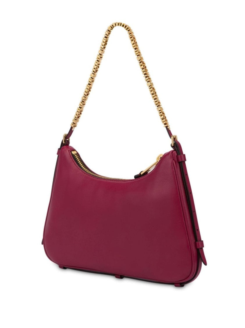 Moschino Dark Pink Sheepskin Leather Shoulder Bag