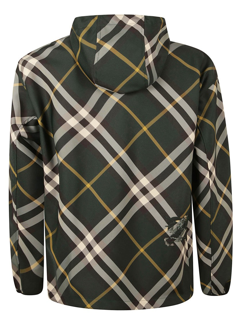 Burberry Plaid Hooded Coat With Zip Closure