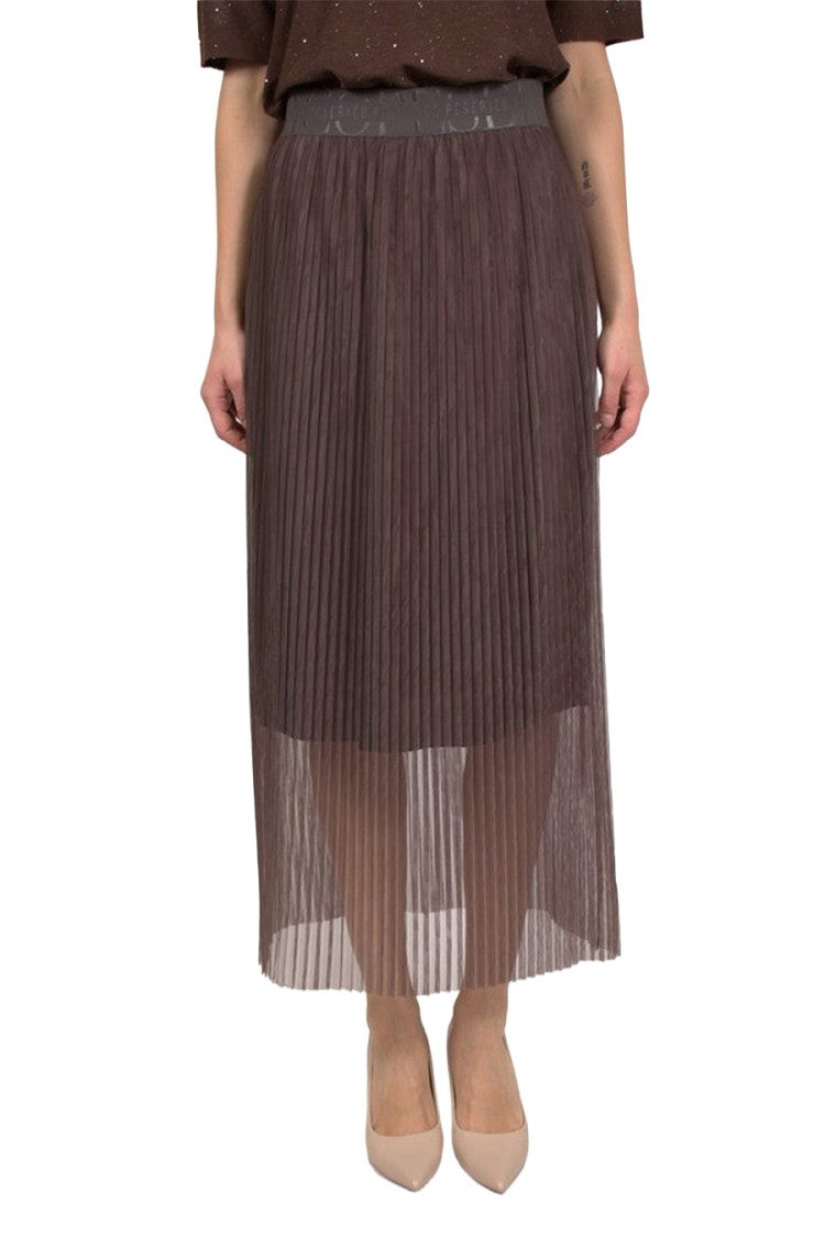 Peserico Brown Crepe Midi Skirt