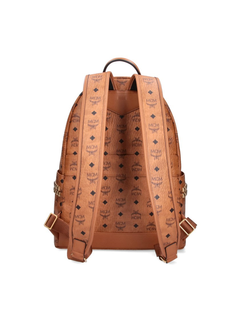Mcm Brown Stark Visetos Fabric Backpack
