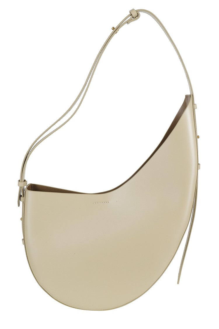 Soeur Beige Winona Front-Logo Zip-Pouch Leather Shoulderbag