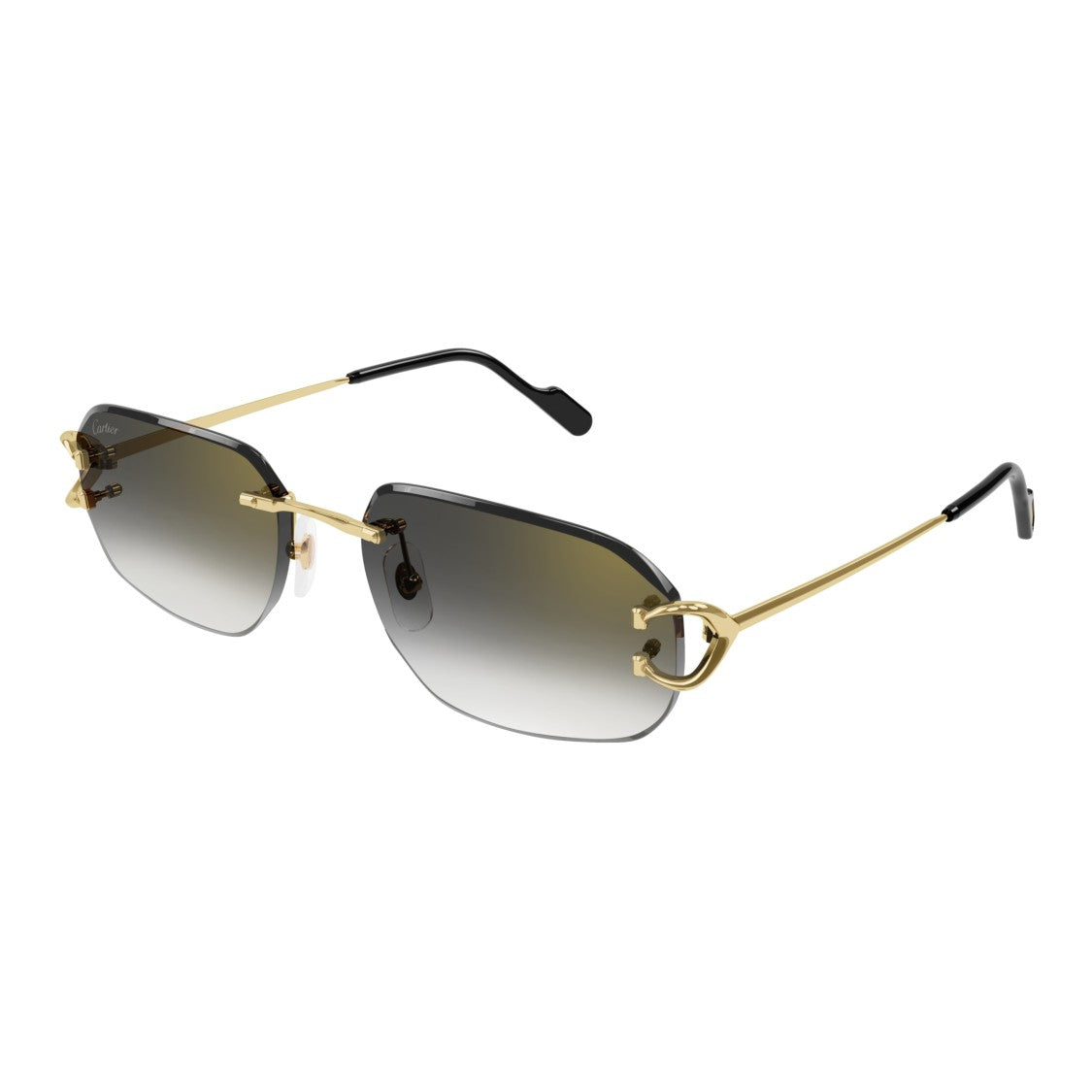 Cartier Rimless Gold Sunglasses With Rectangular Gradient Lenses