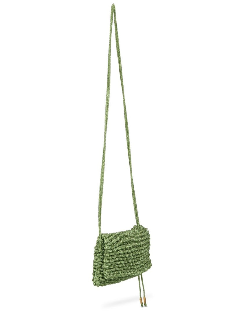 Hibourama Textured Woven Resin Handbag In Muted Green