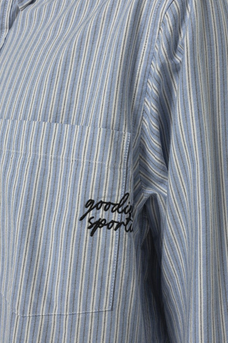Goodies Sportive Blue White Oxford Striped Cotton Shirt