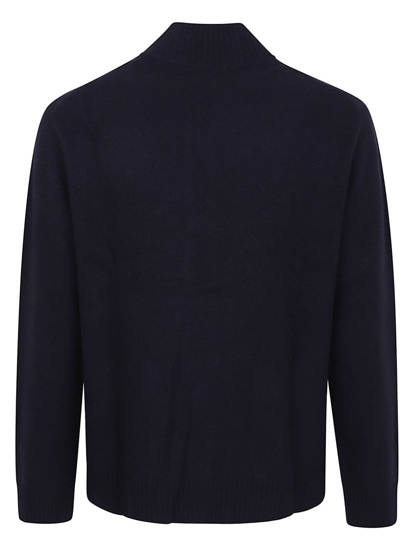 Ballantyne Classic Button-Up Black Wool Sweater