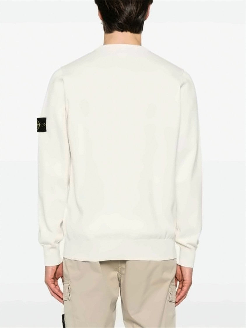 Stone Island Clean Design Cotton Sweater With Distinctive Sleeve Patch