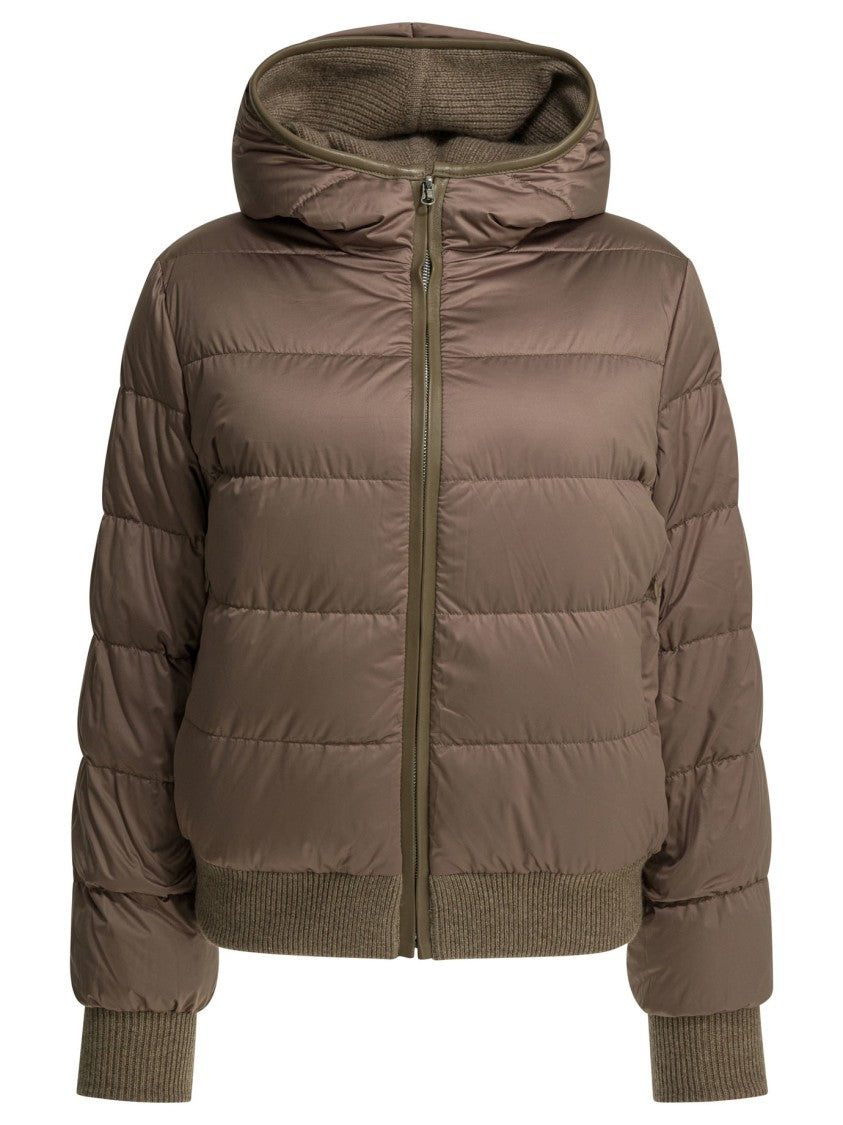 Camelia Brown Cashmere Jacket With Mink Fur Panels And Goose Down Padding