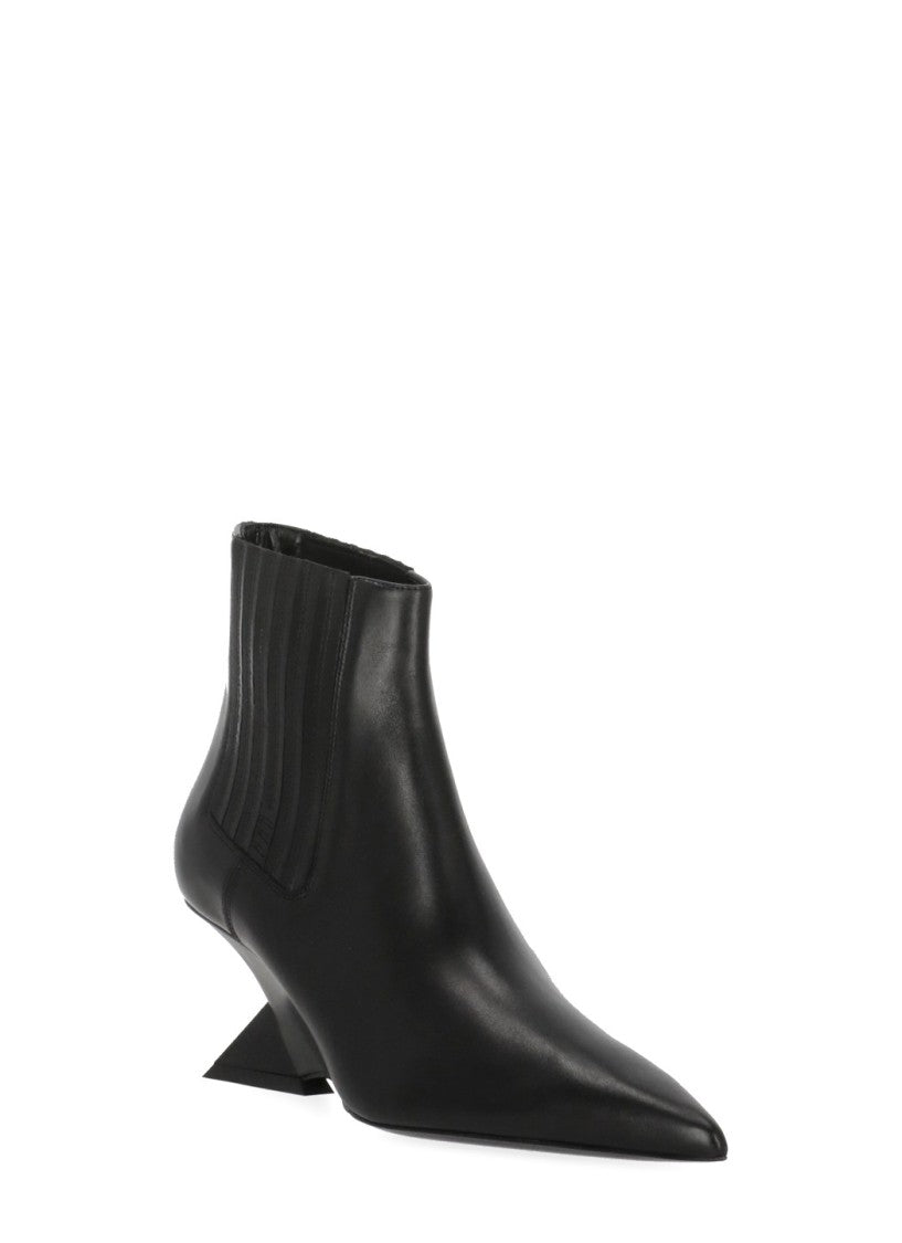 The Attico Black Cheope Wedge Leather Boots