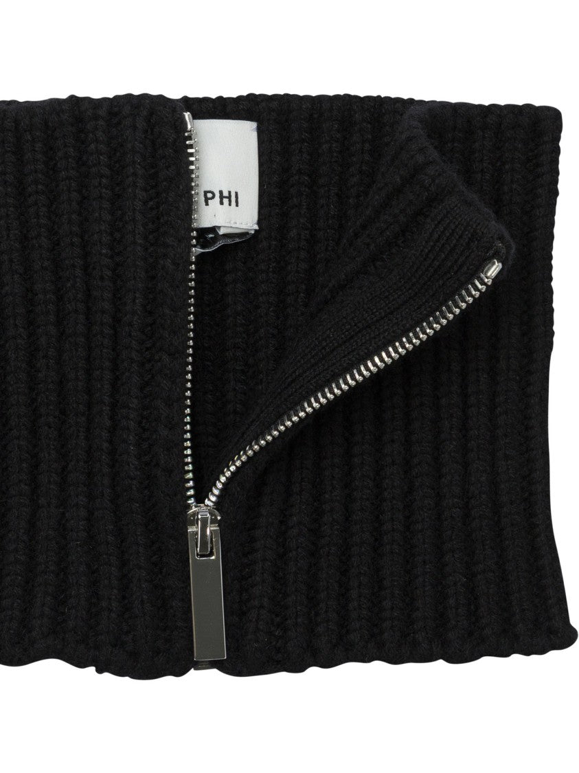 Sa Su Phi Ribbed Cashmere Scarf With Zip Closure And Textured Finish