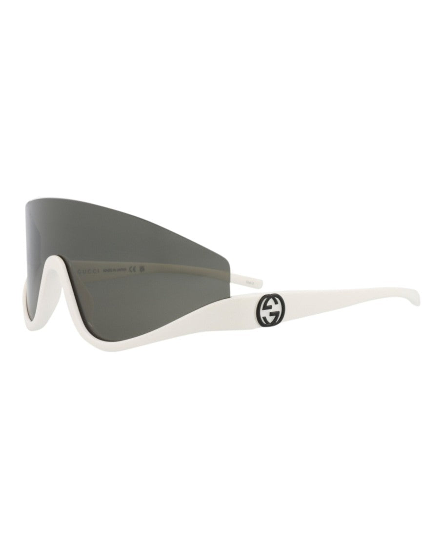 Gucci Shield-Frame Injection Sunglasses With Saddle Nose Bridge