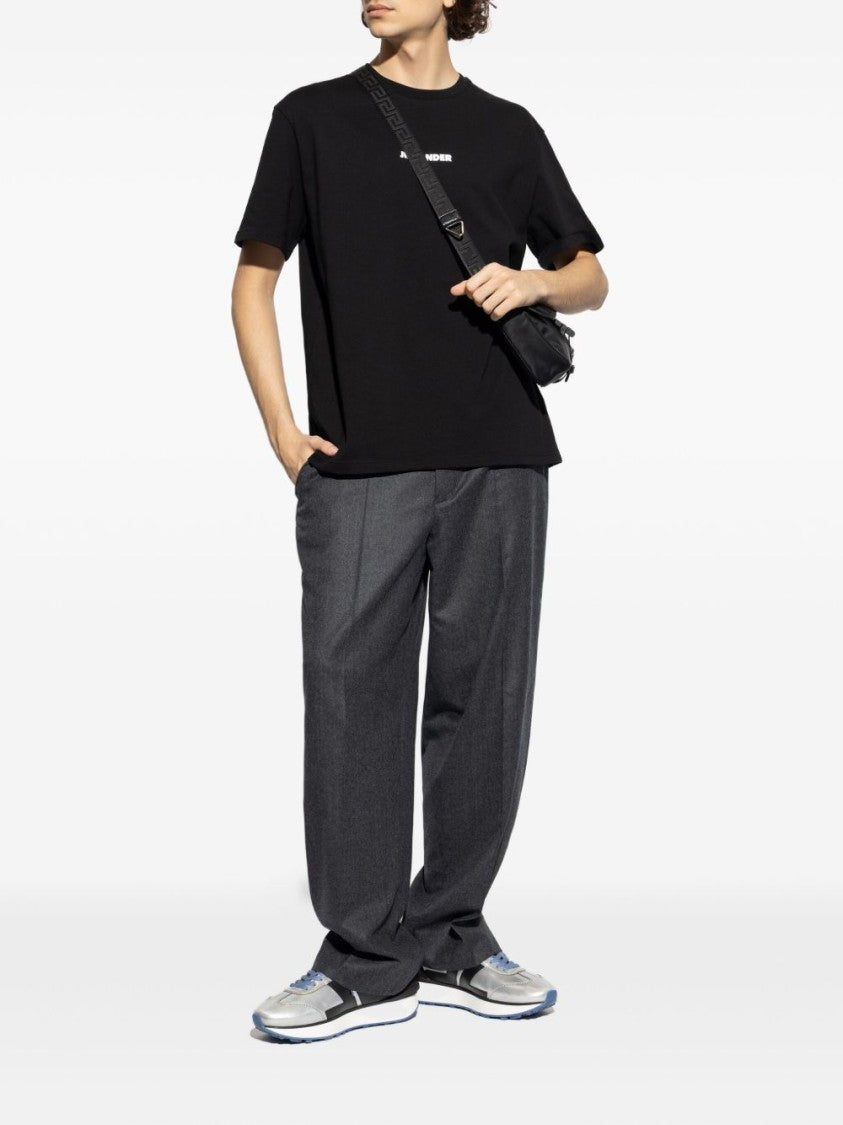 Jil Sander Black Cotton T-Shirt With Logo Detail