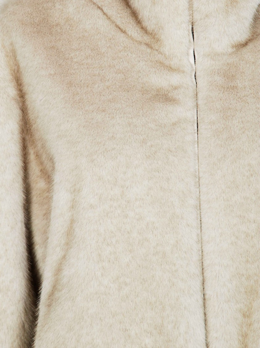 Parosh Cropped Zip Faux Fur Down Jacket