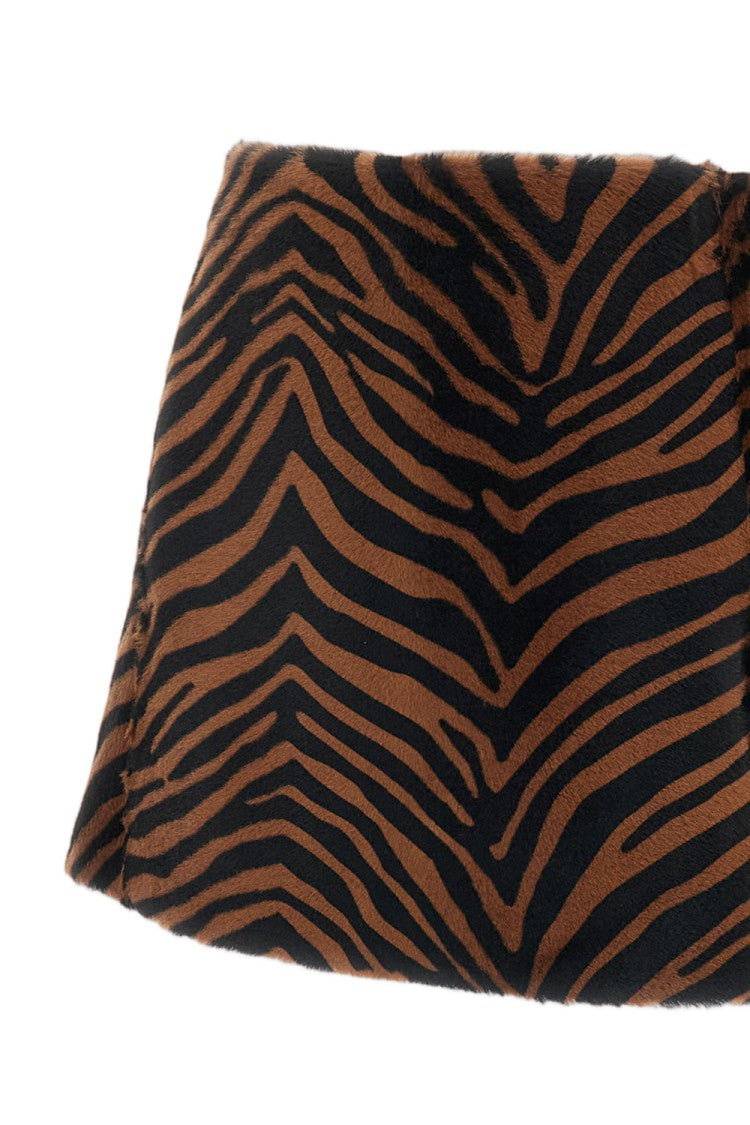 Parosh Animalier Pony-Effect Leather Mini Skirt