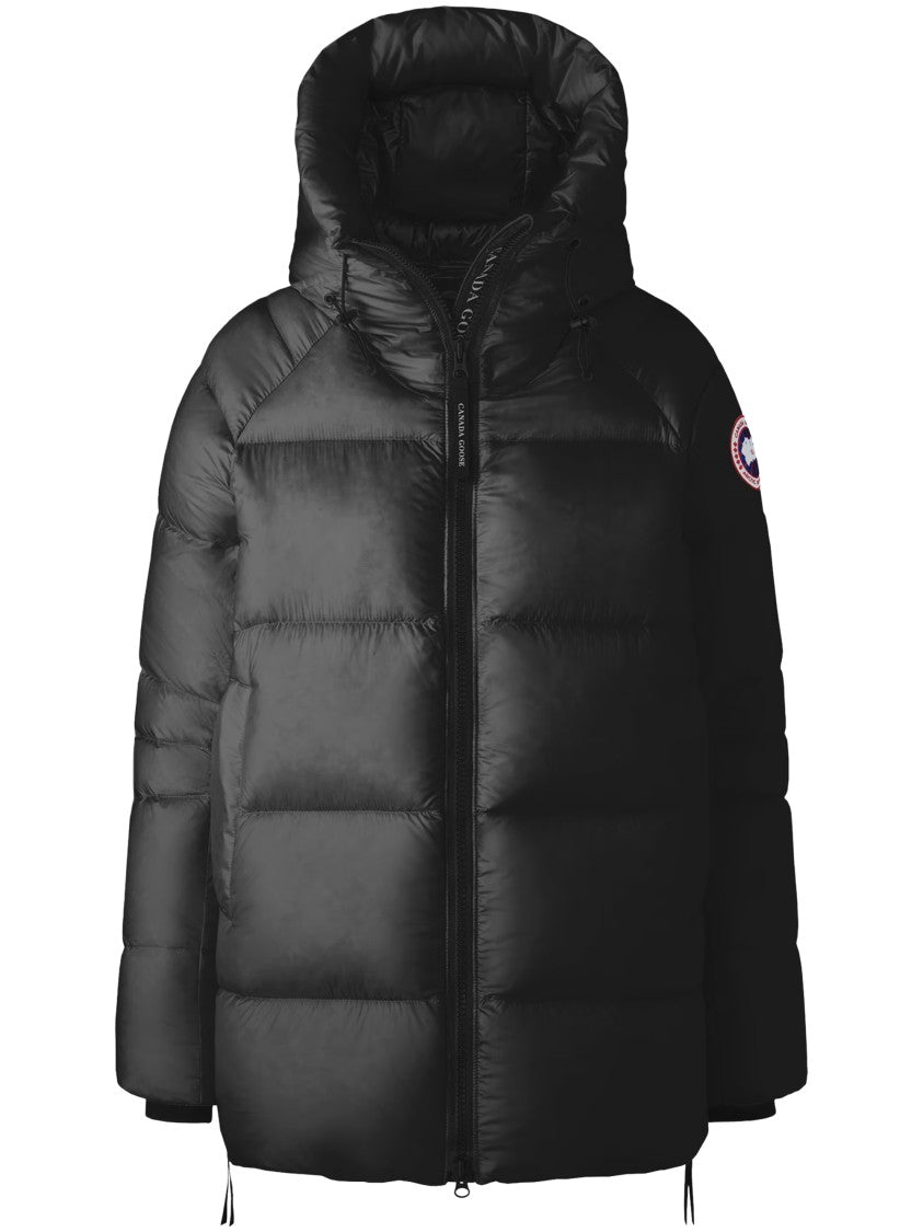 Canada Goose Cypress Puffer Glossy Quilted Black Hooded Puffer Jacket