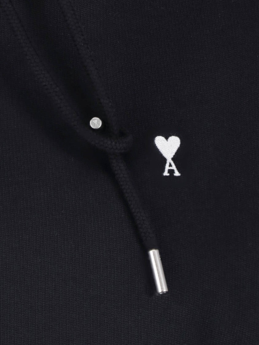 Ami Paris Black Ami De Coeur Cropped Hoodie
