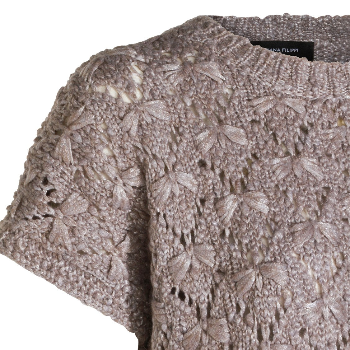 Fabiana Filippi Textured Open-Knit Sweater With Floral Motifs