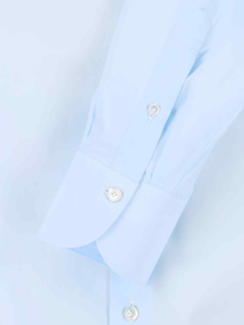 Finamore "Milano" Shirt, In Light Blue Cotton, Classic Collar
