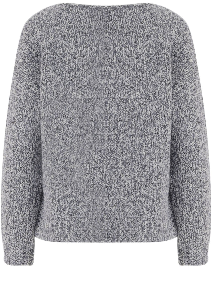 Bruno Manetti Gray Textured Virgin Wool-Blend Crew Neck Sweater