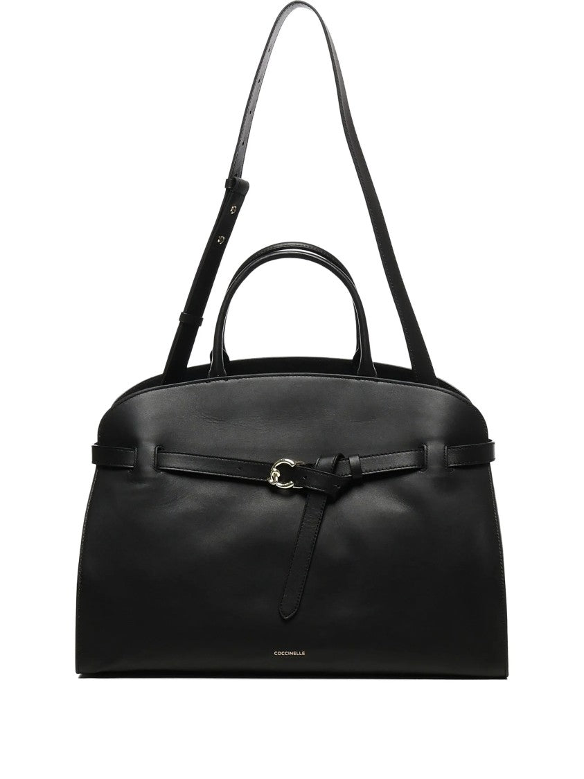 Coccinelle Sabine Structured Leather Metallic Buckle Handbag