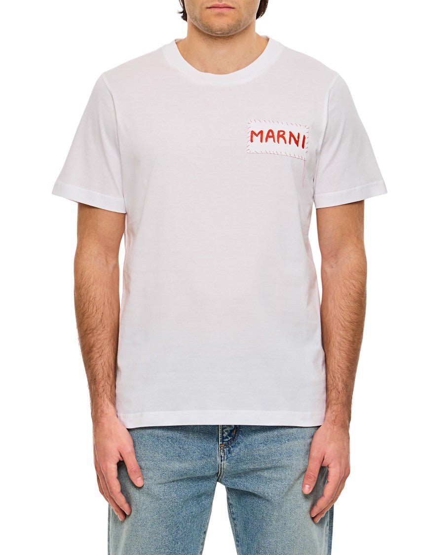 Marni White Cotton Mini Logo T-Shirt