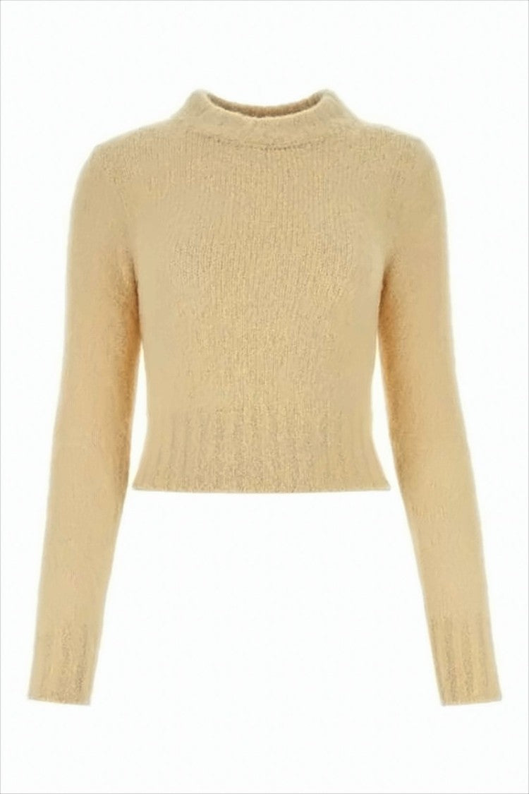 Ami Paris Cropped Sweater With Soft Texture