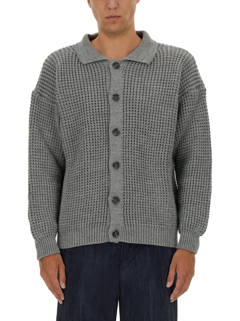 Family First Textured Knit Polo Cardigan