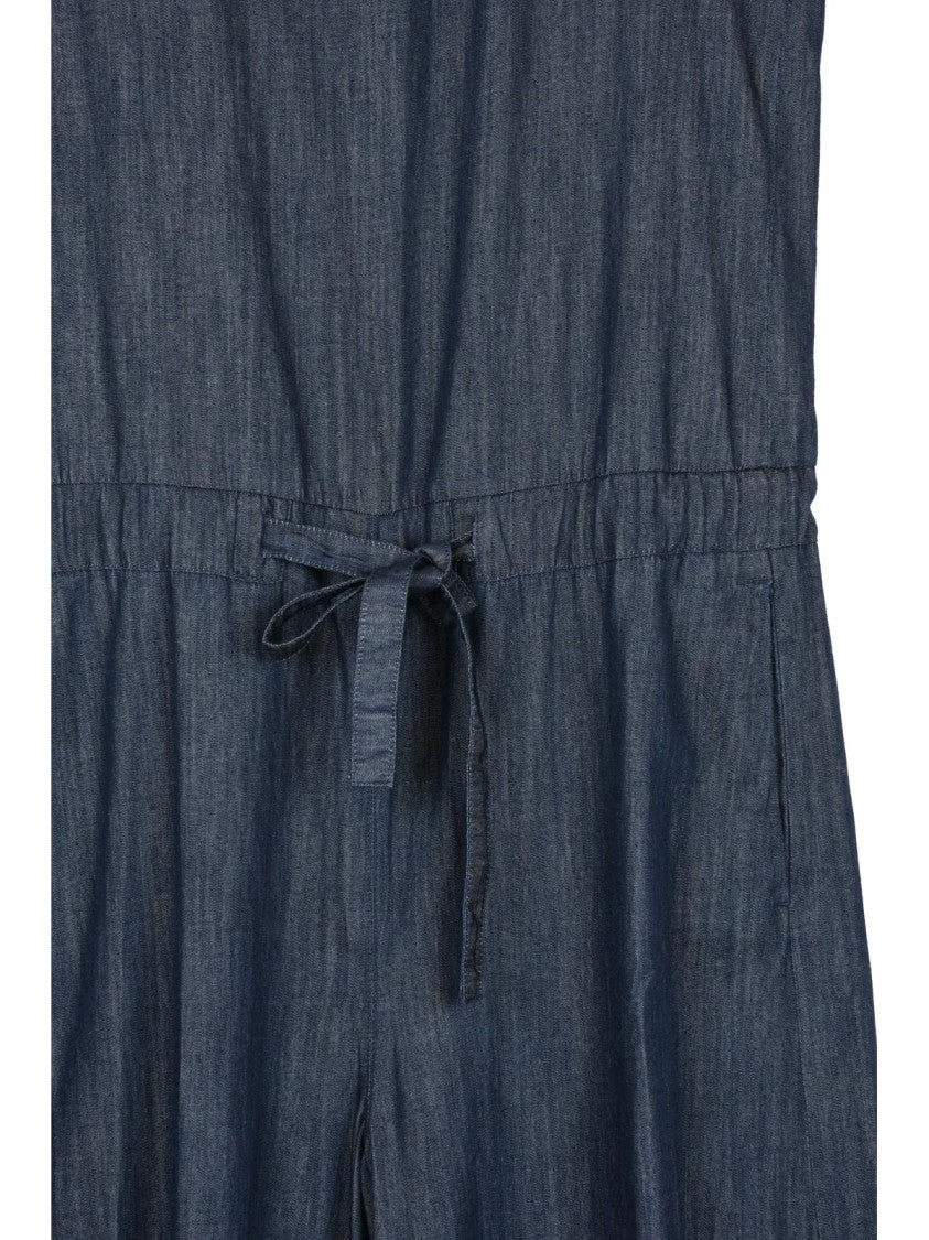 Max Mara Denim Cotton Drawstring Jumpsuit