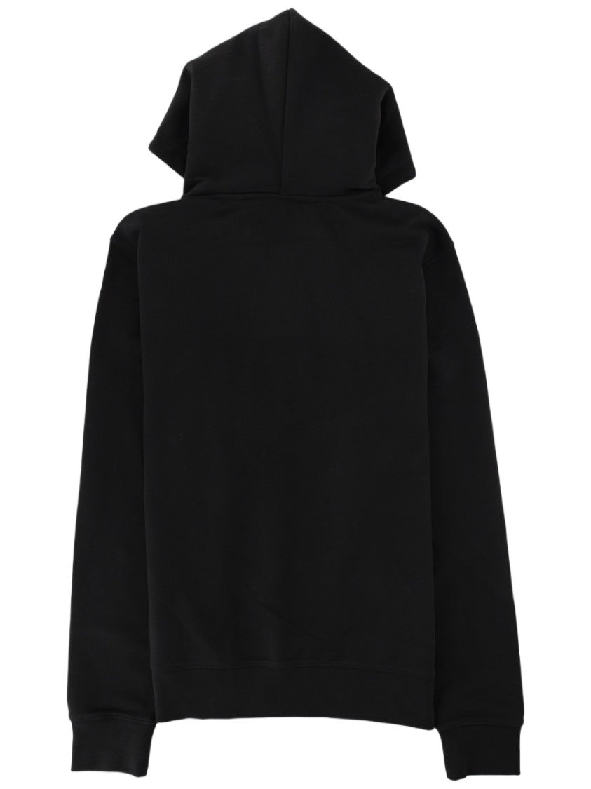 Burberry Black Zip-Up Drawstring Cotton Hoodie