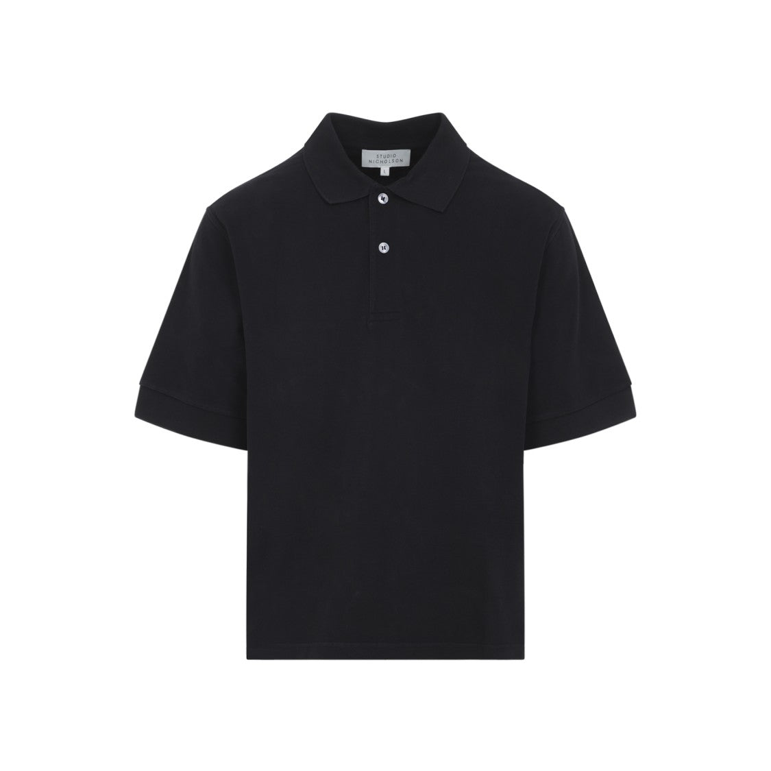 Studio Nicholson Balato Black Cotton Polo