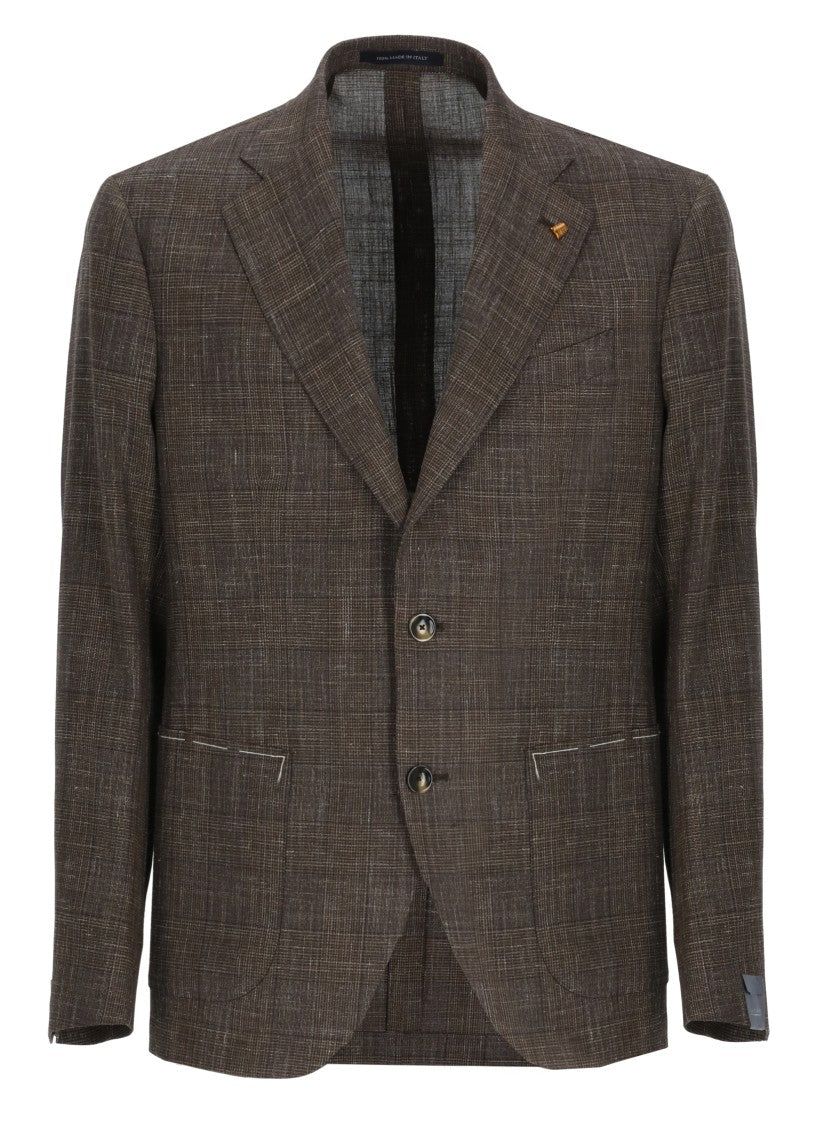 La Torre Red Brown Classic Lapel Wool Blazer