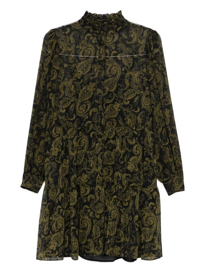 Michael Kors Paisley Pattern Long-Sleeved Dress With Ruffle Accents