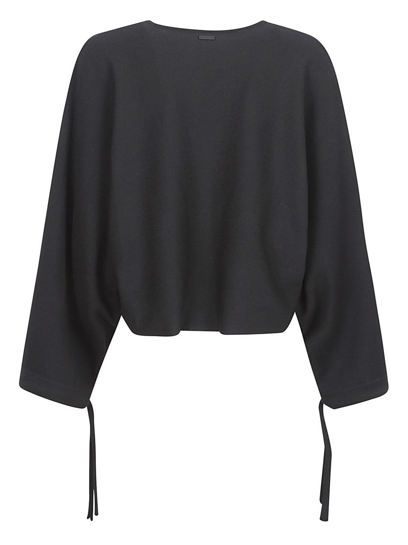 Max Mara Cropped Black Sweater With Tapered Sleeves