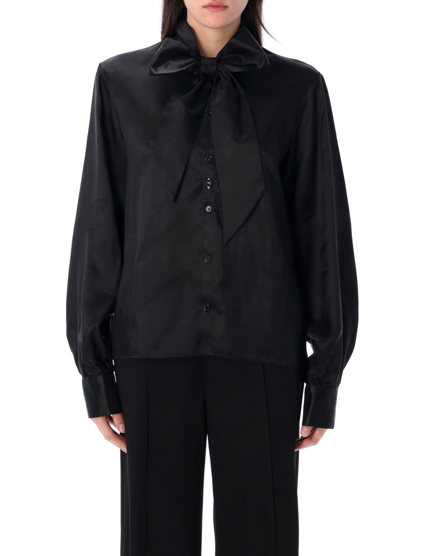 Mm6 By Maison Margiela Twist Bow Shirt With Dramatic Collar