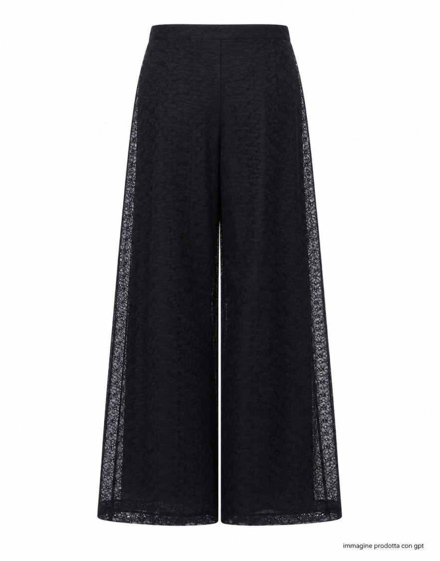 Forte Forte Black Flared Broderie Anglaise Cotton Trousers