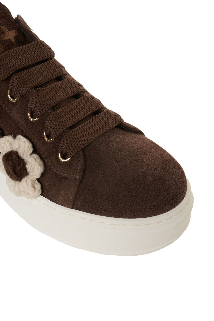 Gio+ Suede Sneakers With Decorative Floral Appliqués