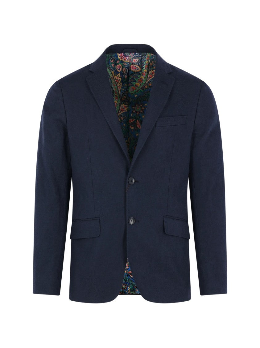 Etro Roma Jacket Blue Tailored Paisley-Lined Blazer