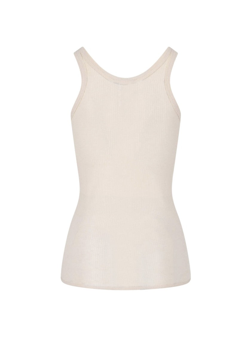Lemaire Cream Ribbed Silk Blend Minimalist Top