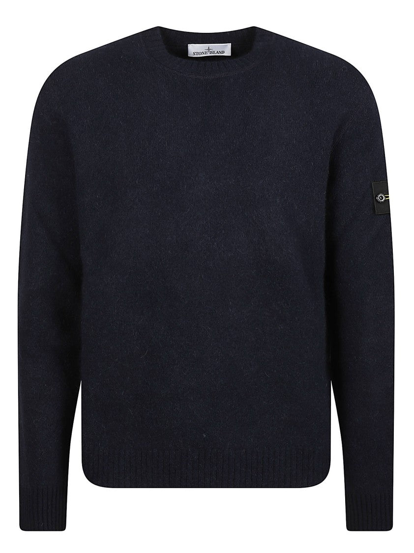 Stone Island Logo Patch Alpaca-Blend Crewneck Sweater