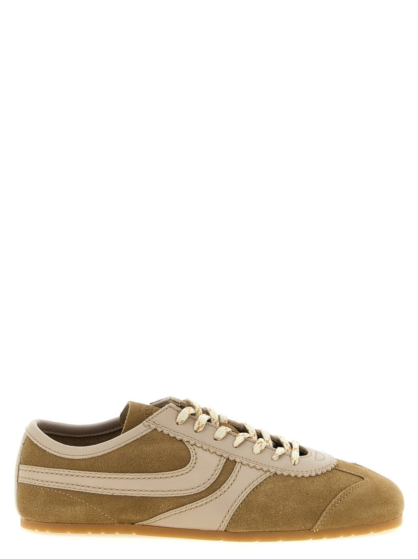 Dries Van Noten Suede Sneakers With Scalloped Leather Details