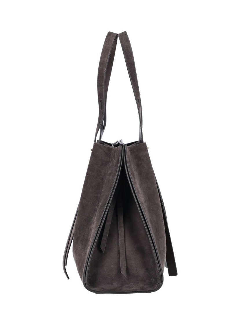 Minobossi Brown Paulette Calfskin Suede Double-Handle Handbag